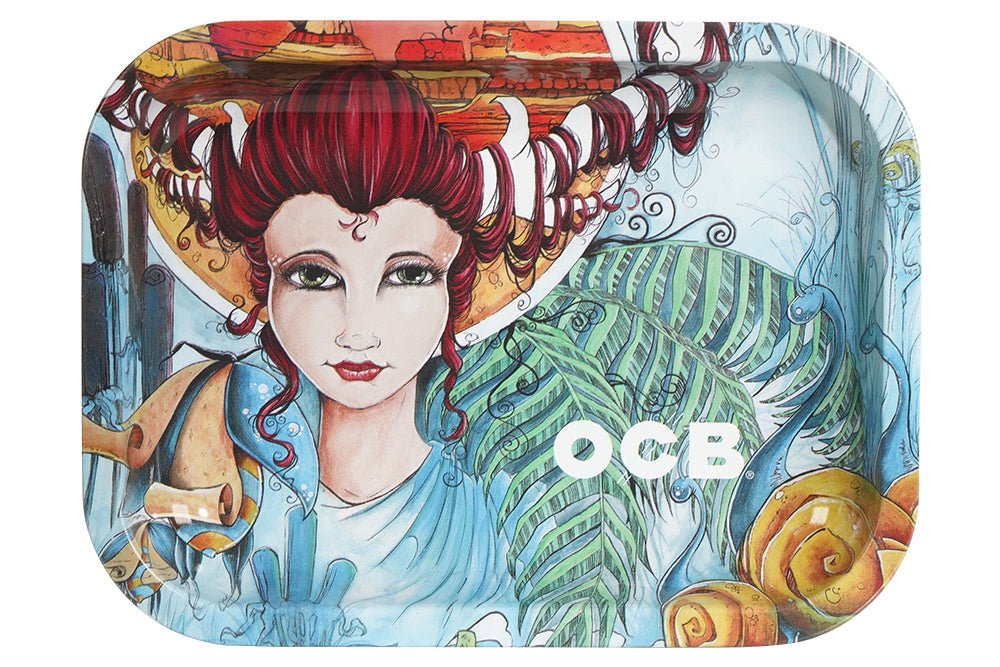 Large OCB Rolling Tray, Ring of Fire Design - 14 x 11